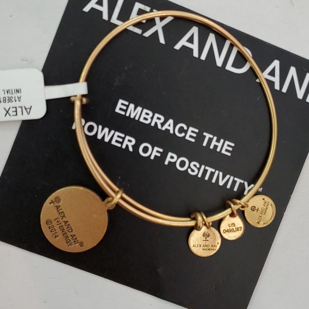 Alex and Ani Inital Letter F Goldtone bracelet - Picture 9 of 9